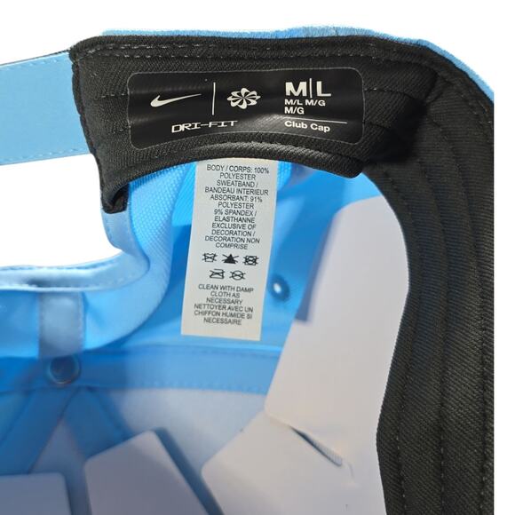 Nike Dri-FIT Club Structured Swoosh Unisex Strapback Hat M/L Light Blue OSFM Cap - Picture 9 of 9